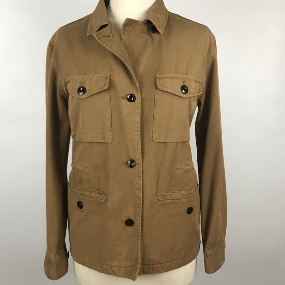 J Crew Utility Kaki Brown Military Style Cotton Jacket